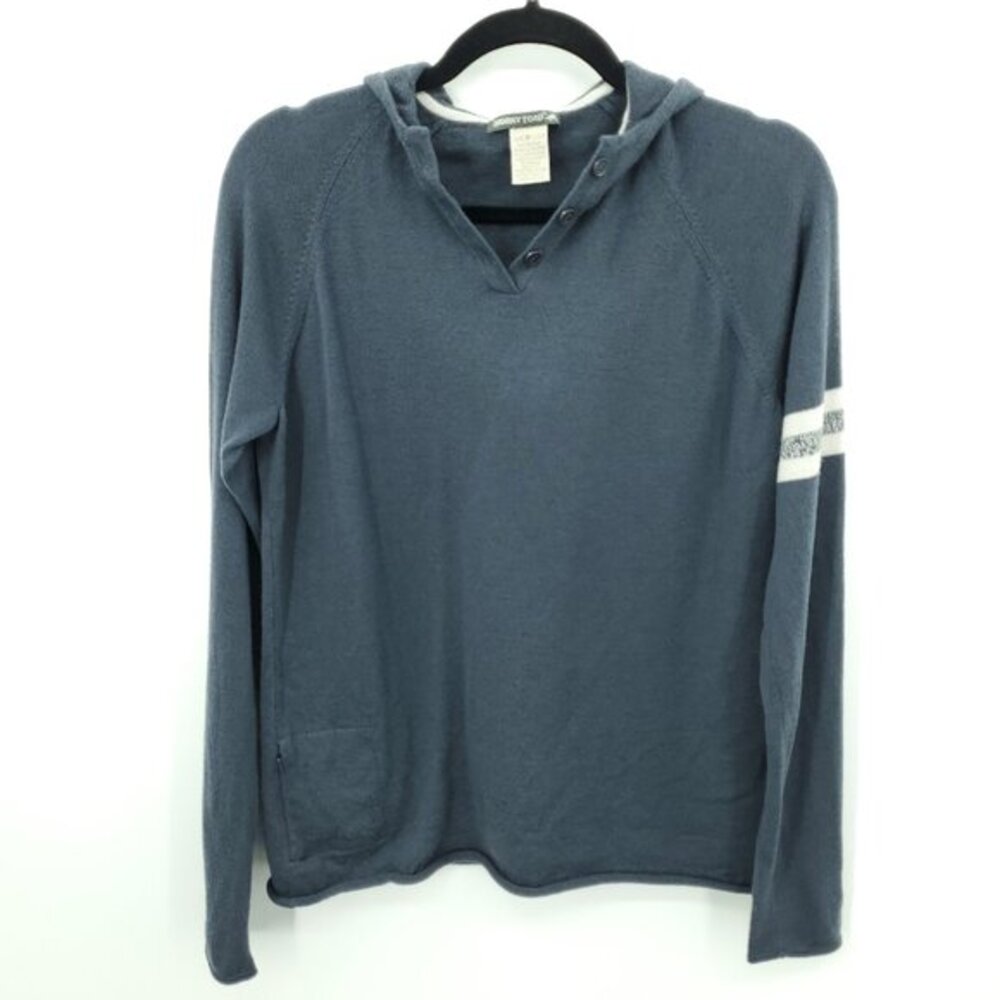 Horny Toad 100% Merino Wool Hooded Sweater M Gray/White